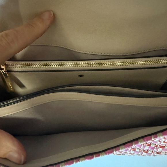 Kate Spade Pink Carlyle Raffia Tweed Medium Shoulder Bag w/ Chain Strap - Picture 10 of 11